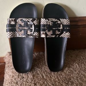 Tory Burch snakeskin slides